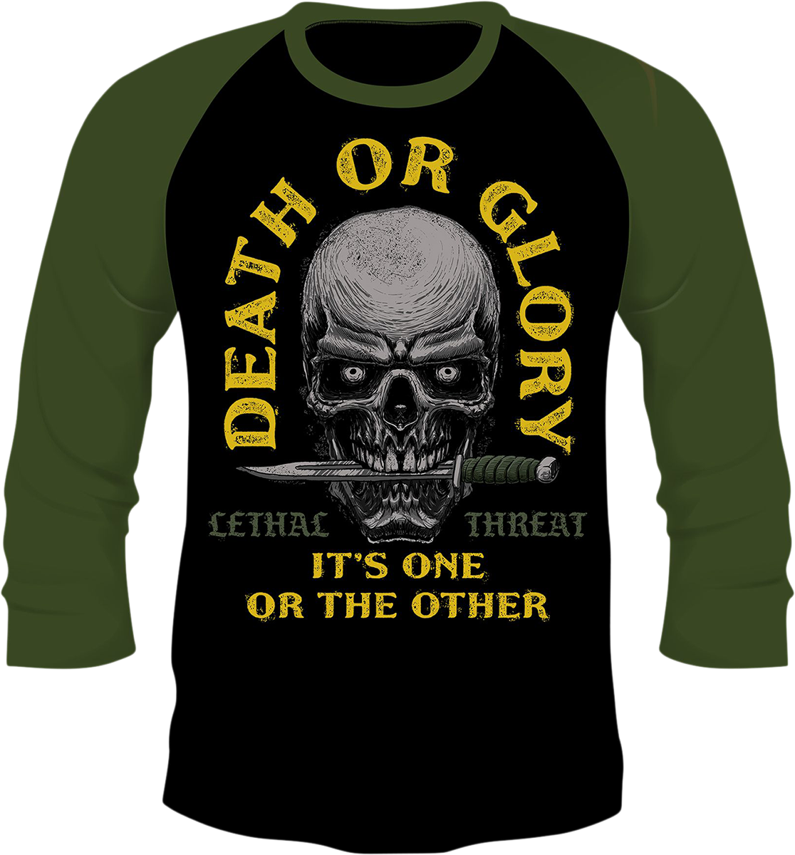 LETHAL THREAT Death or Glory 3/4 Sleeve T-Shirt - Black/Olive - 3XL LT20900XXXL