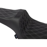 DRAG SPECIALTIES SEATS Predator III Seat - Vinyl - Double Diamond - Silver Stitch - Challenger '20-'25 0810-2461