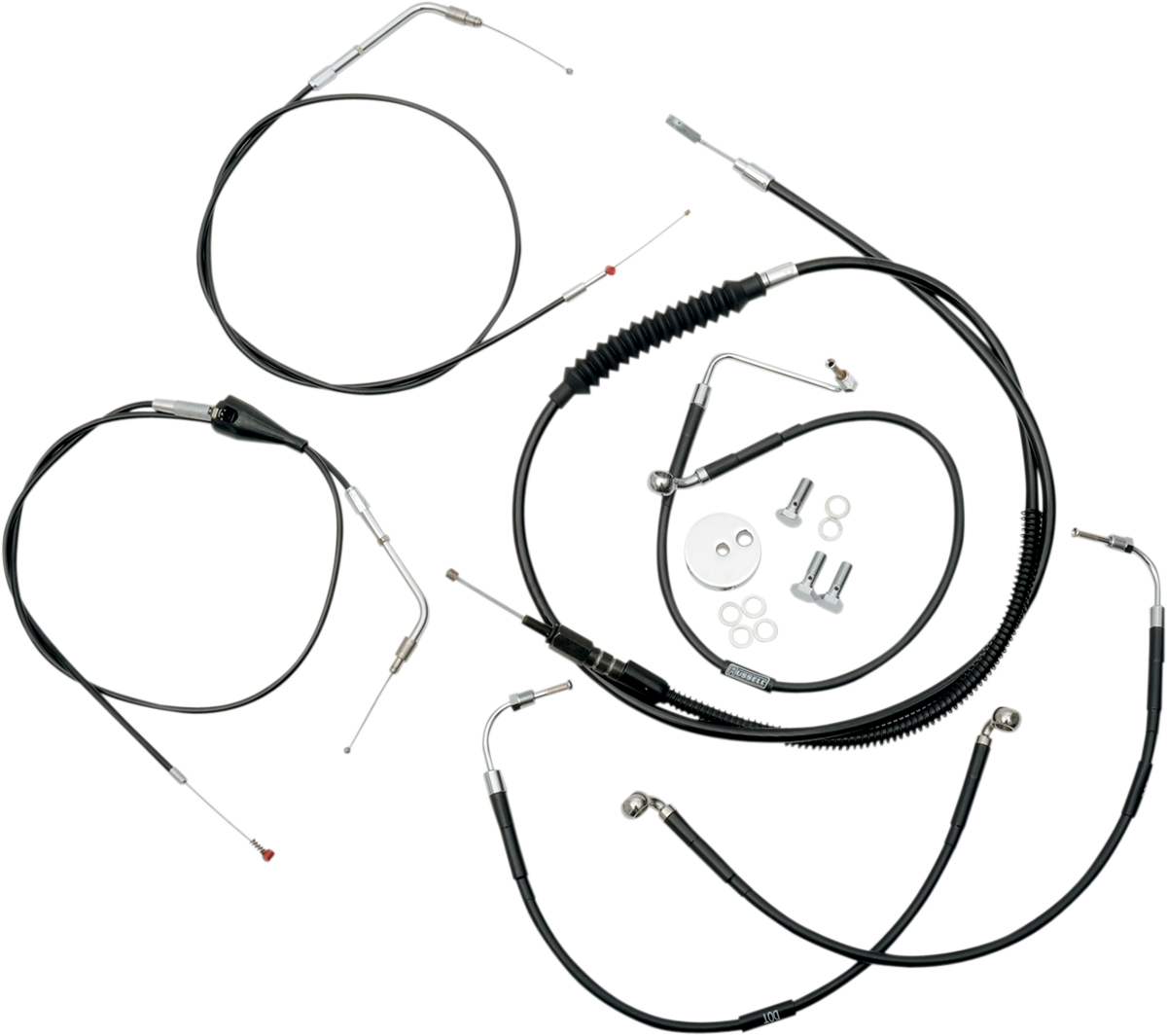 LA CHOPPERS Handlebar Cable/Brake Line Kit - 18" - 20" Ape Hanger Handlebars - Black Vinyl LA-8006KT-19B