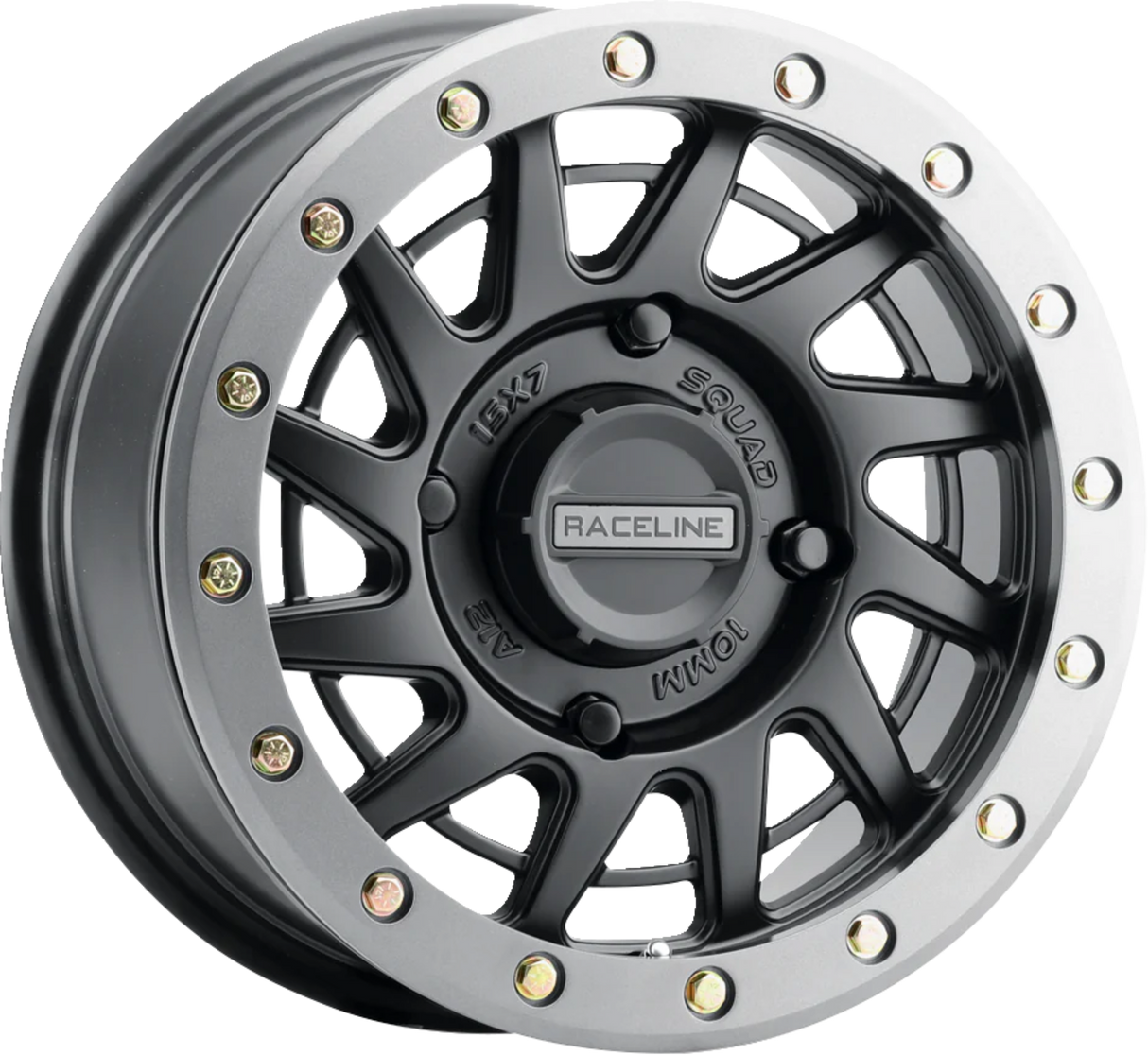 RACELINE WHEELS Wheel - Squad - Front/Rear - Black/with Gun Metal Gray Ring - 15x7 - 4/137 - 6+1 (+38 mm) A12BG-57037+38