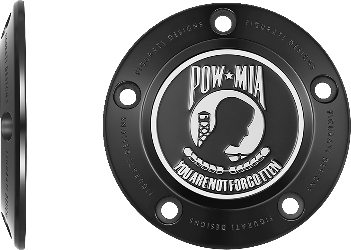 FIGURATI DESIGNS Timing Cover - 5 Hole - POW MIA - Black FD50-TC-5H-BLK