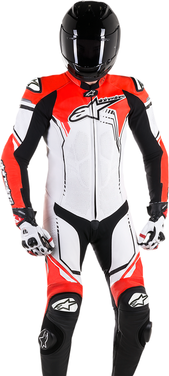 ALPINESTARS GP Plus v2 1-Piece Leather Suit - White/Black/Red Fluorescent - US 48 / EU 58 3150518-233-58