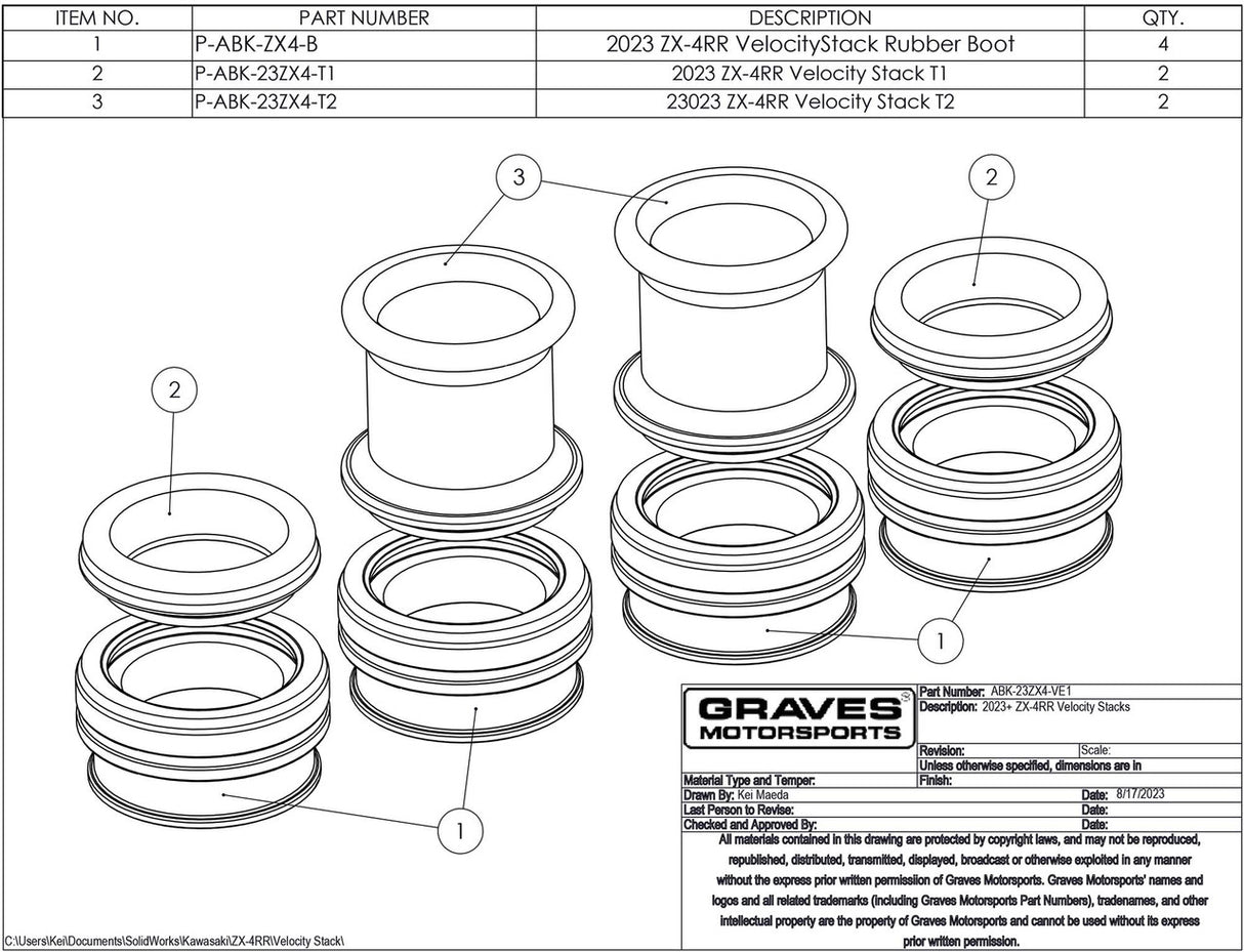 Graves  Velocity Stacks ZX-4RR 2023  -2024  ABK-23ZX4-VE1