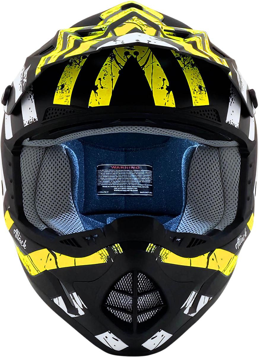 AFX FX-17Y Helmet - Attack - Matte Black/Hi-Vis Yellow - Large 0111-1416