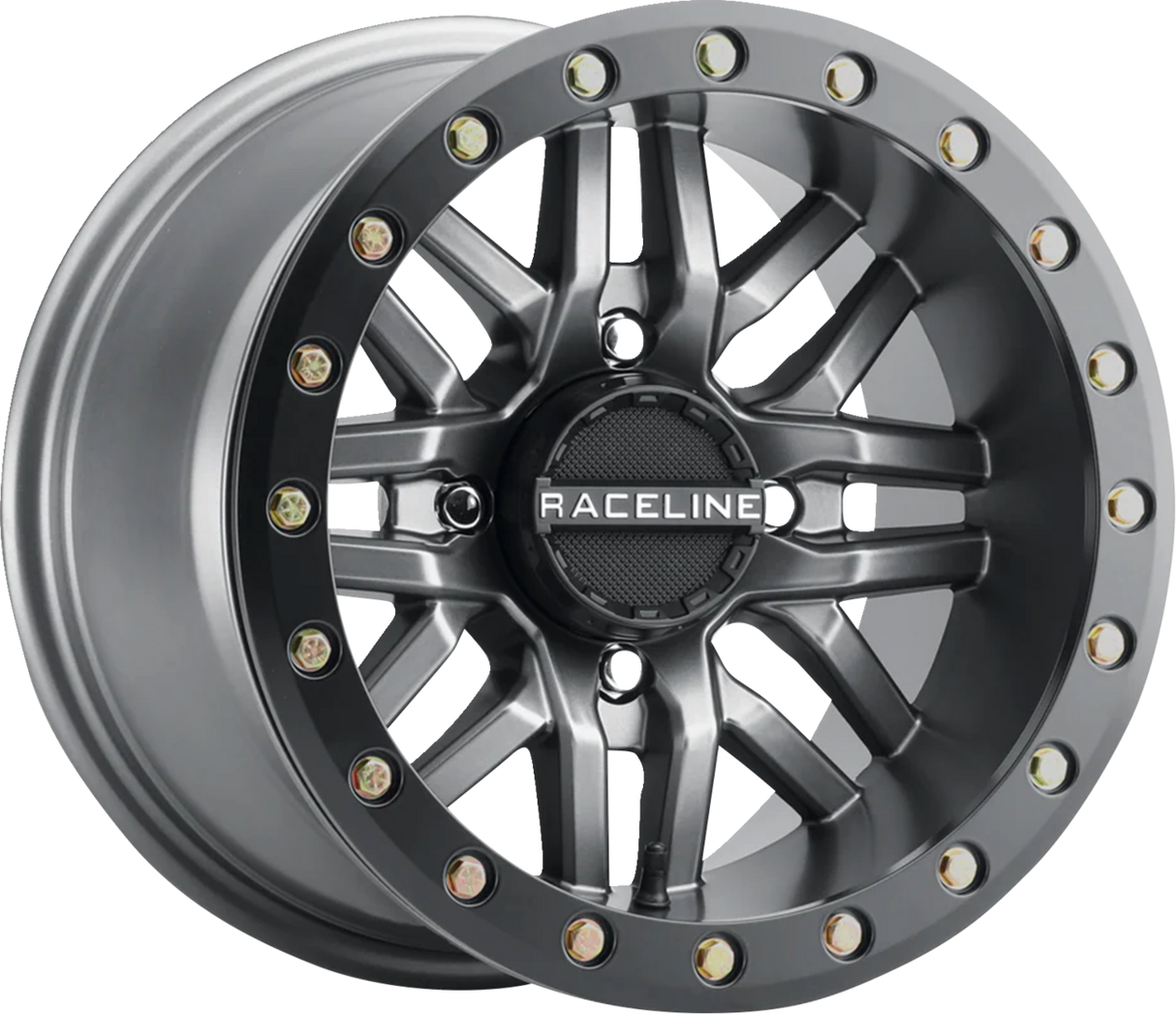 RACELINE WHEELS Wheel - Ryno - Beadlock - Front/Rear - Gun Metal Gray/with Black Ring - 14x7 - 4/137 - 5+2 A91G-47037-52