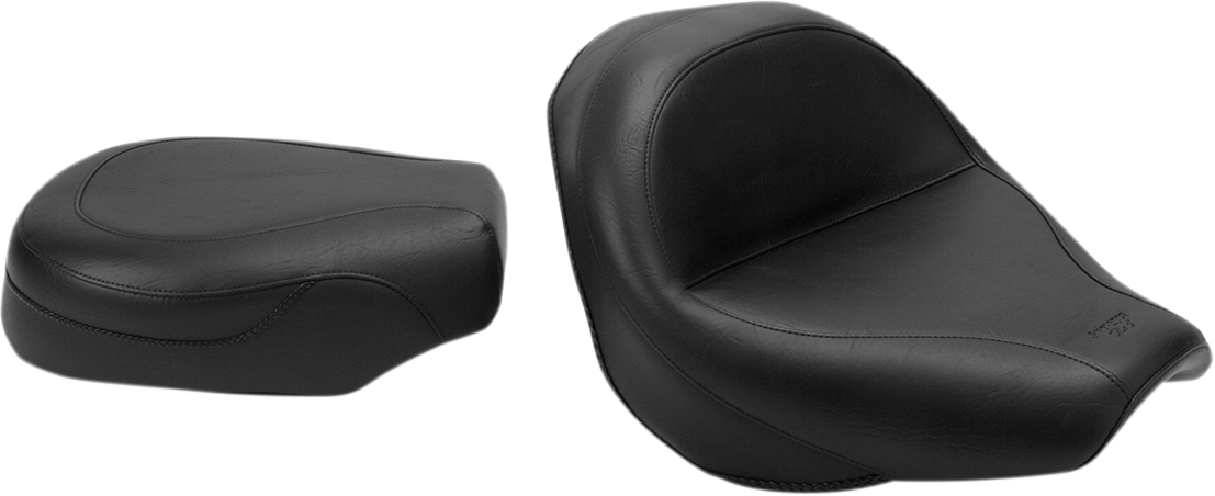 MUSTANG Seat - Vintage - Wide - Touring - Without Driver Backrest - Two-Piece - Smooth - Black - VTX1300 75907