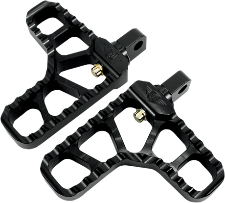 JOKER MACHINE Adjustable Serrated Footpegs - With Heel - Black 08-62-1B