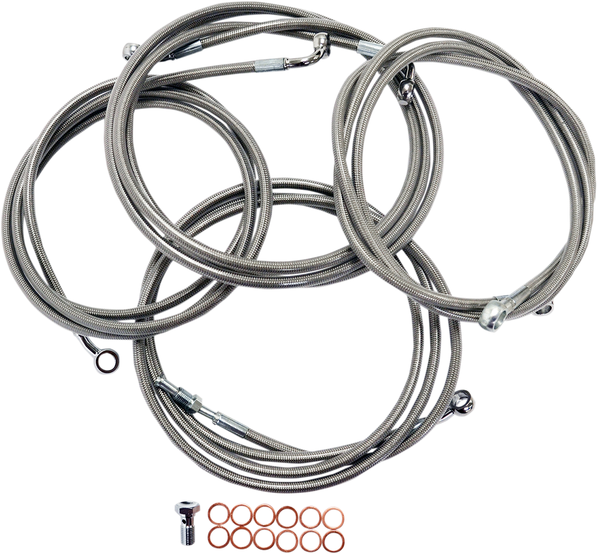 LA CHOPPERS Handlebar Cable/Brake Line Kit - 15" - 17" Ape Hanger Handlebars - Stainless Steel LA-8052KT-16