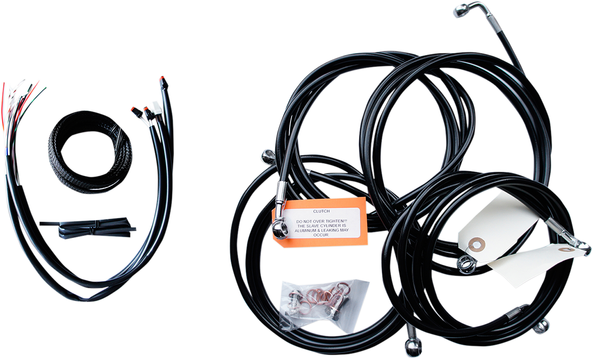 LA CHOPPERS Handlebar Cable/Brake Line Kit - Complete - 18" - 20" Ape Hanger Handlebars - Black Vinyl LA-8053KT2-19B