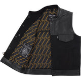 THRASHIN SUPPLY CO. Kanan Leather/Denim Riding Vest - Black - 2XL TMJ-13-12