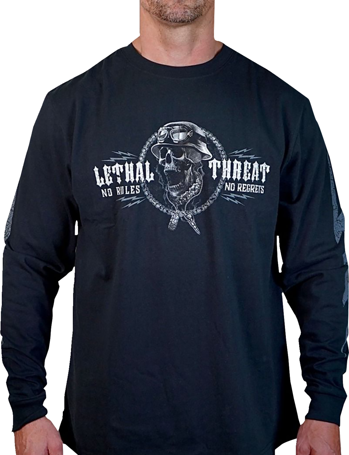 LETHAL THREAT Flash and Bones Long-Sleeve T-Shirt - Black - 3XL LS20889XXXL