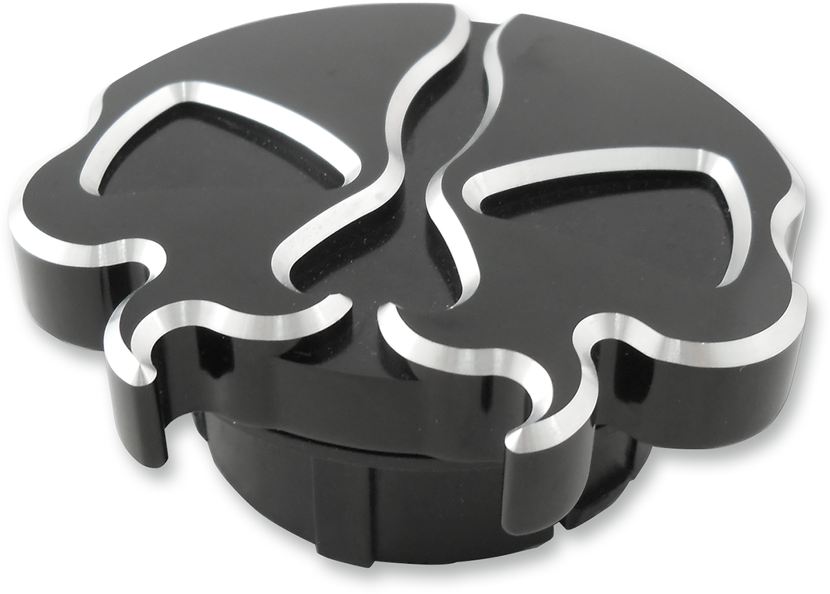 DRAG SPECIALTIES Gas Cap - Dummy Split Skull - Black 78050B