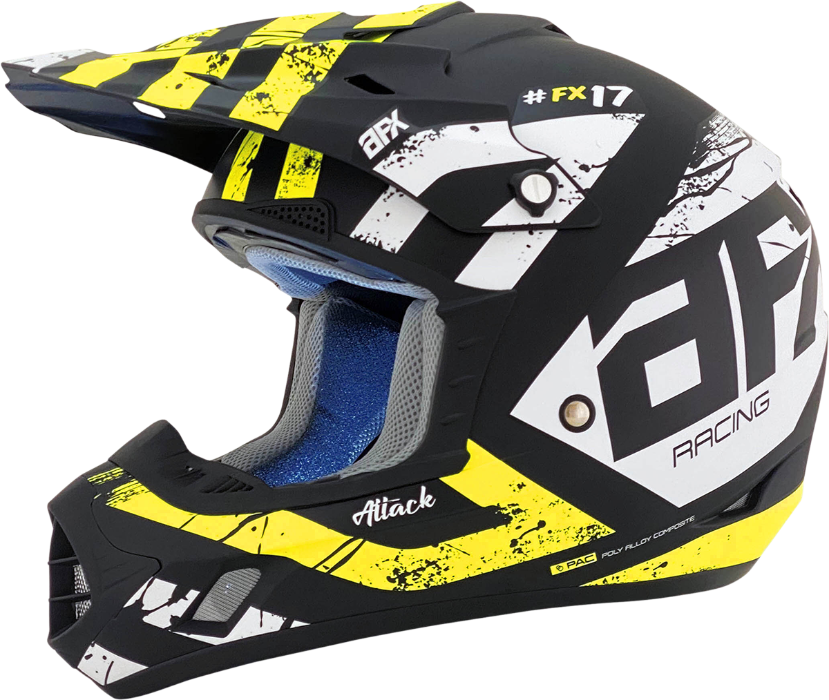 AFX FX-17Y Helmet - Attack - Matte Black/Hi-Vis Yellow - Large 0111-1416