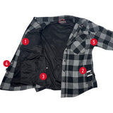 GERBING HEATED CLOTHING 7 V Battery Heated Flannel Shirt - Gray/Black - 3XL GER7VFS-BG-3XL