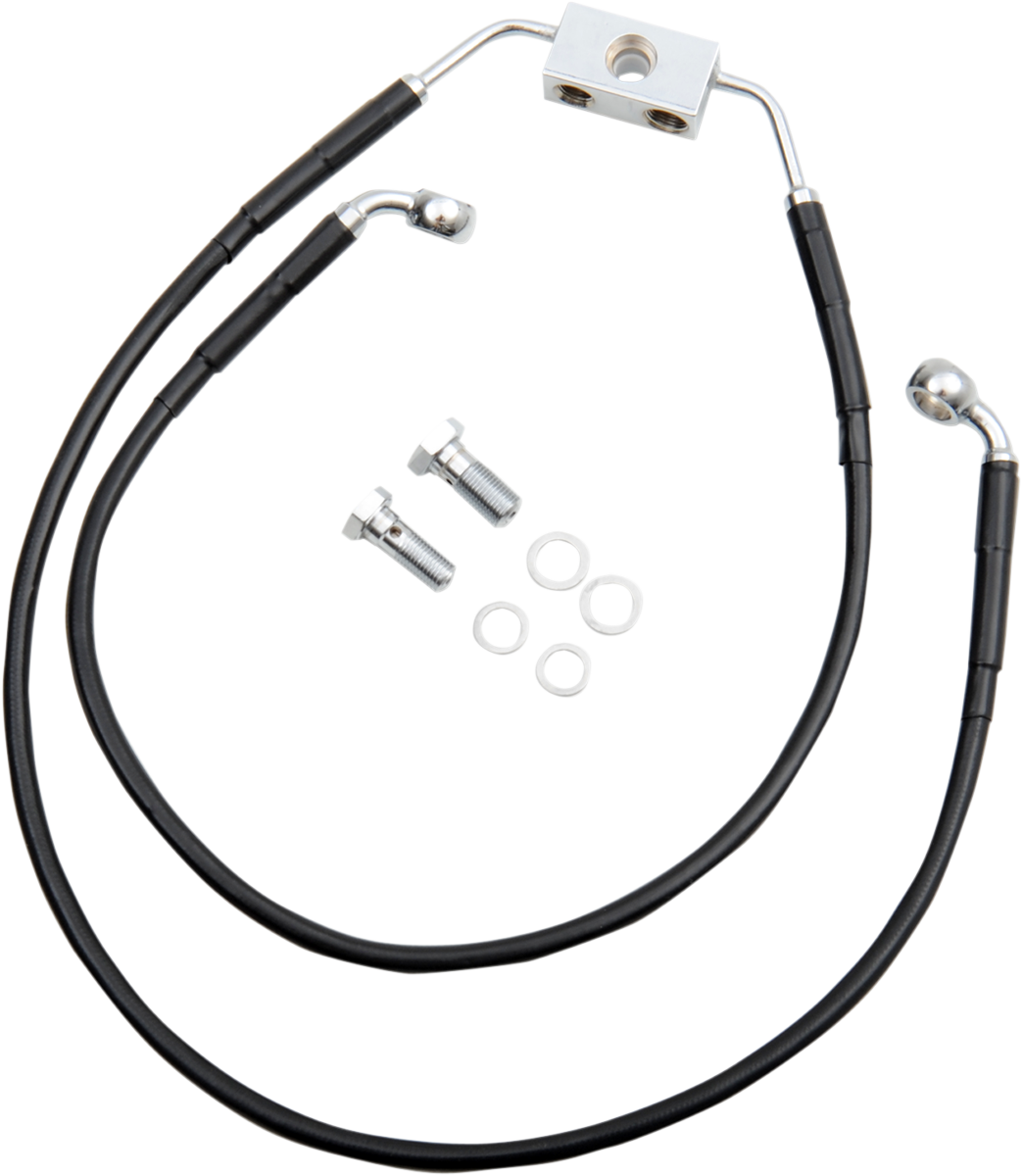 DRAG SPECIALTIES Brake Line - Front - Black - +8" 612138-8BLK