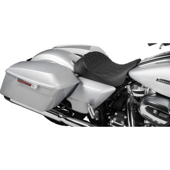 DRAG SPECIALTIES Solo Front Seat - Double Diamond - Black Stitch - w/ Backrest Option - FL '08-'23  0801-1955