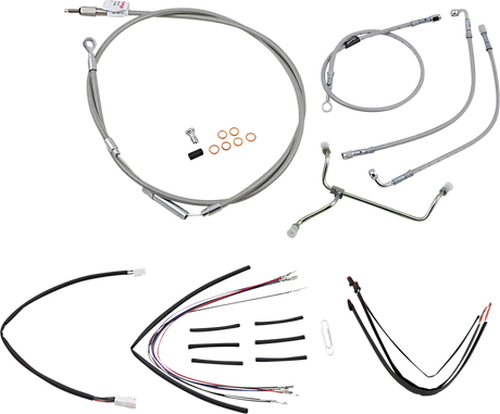 BURLY BRAND Handlebar Cable/Brake Line Kit - Complete - 14" Ape Hanger Handlebars - Stainless Steel B30-1152