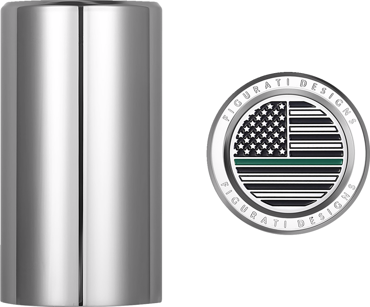 FIGURATI DESIGNS Docking Hardware Covers - American Flag - Green Line - Long - Stainless Steel FD72-DC-2545-SS