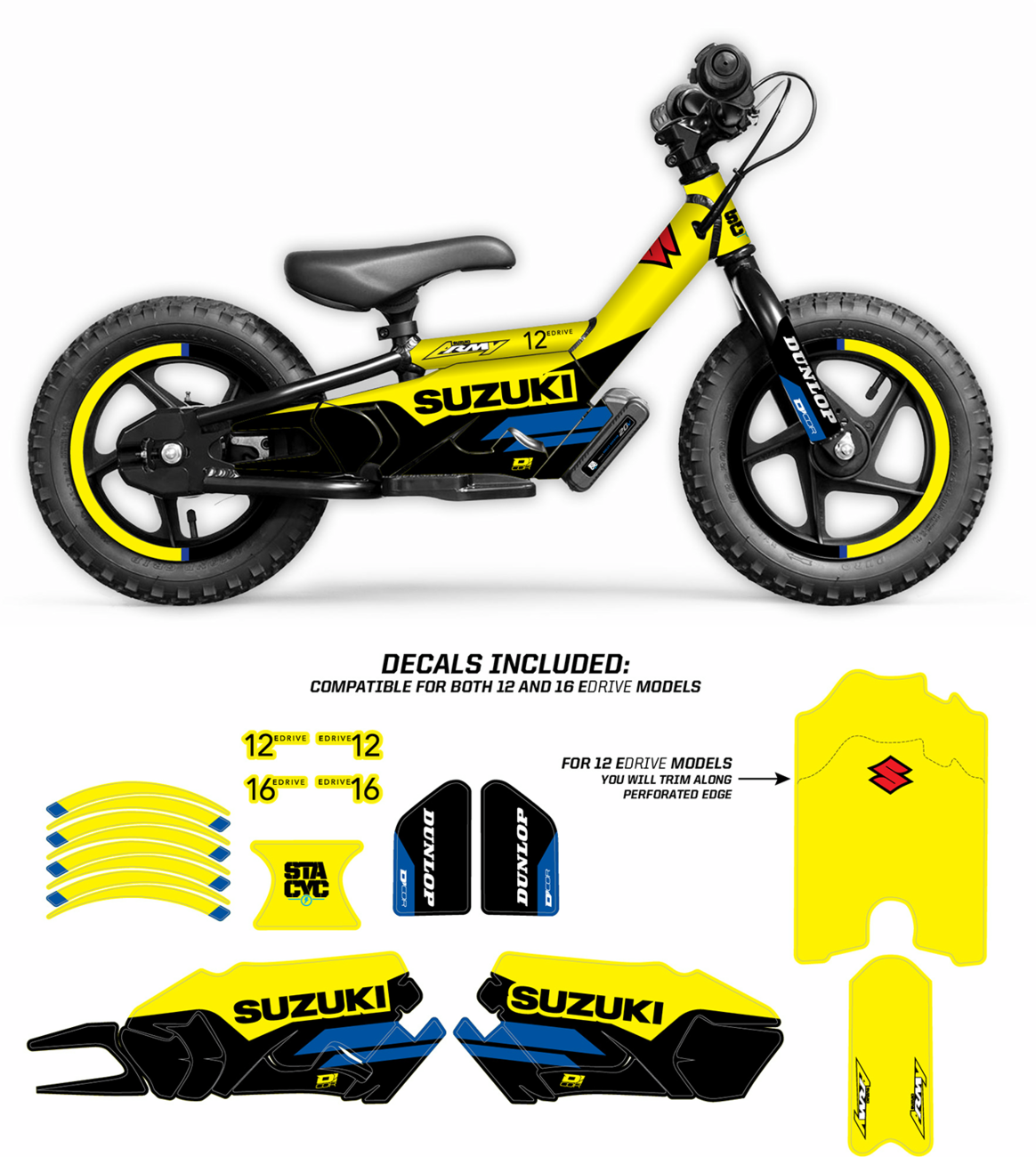 D'COR VISUALS STACYC Stability Cycle Graphic Kit - 12" & 16" - Suzuki 10-80-207