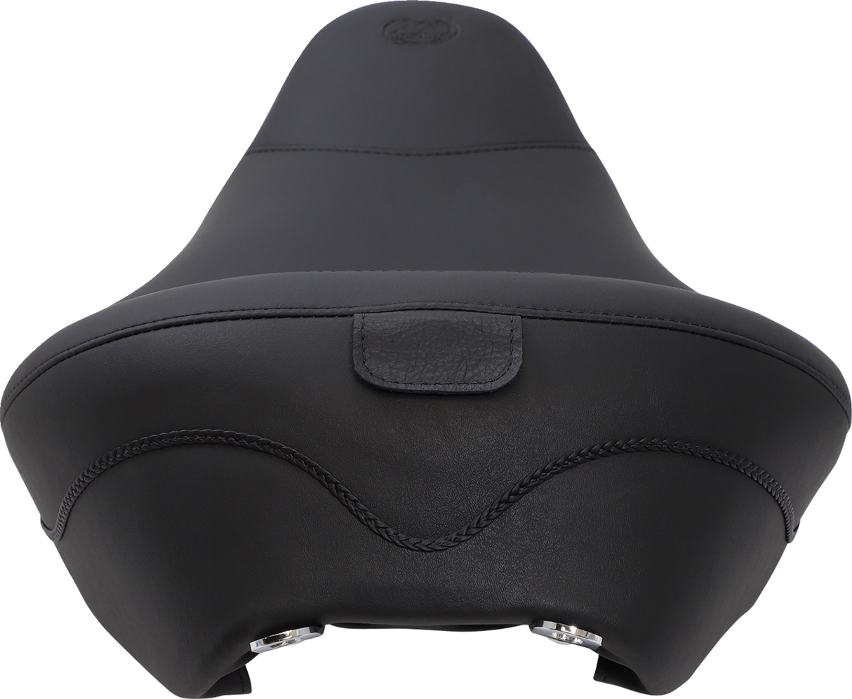 MUSTANG Wide Solo Seat - With Backrest - Vintage - Black - Smooth - FL '08+ 79600