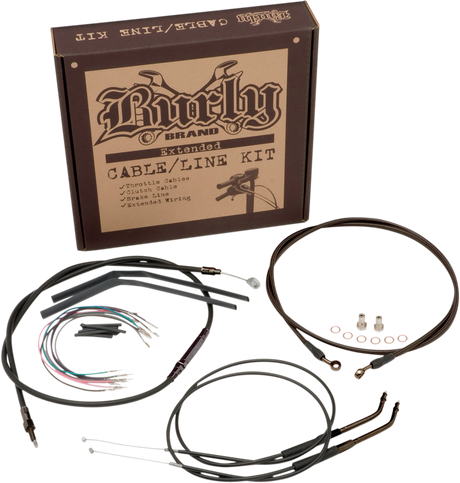 BURLY BRAND Control Kit - 12" Ape Hanger Handlebars Wide Glide EFI FXDWGI 2007-2008, 2010-2011 B30-1045