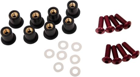 PUIG HI-TECH PARTS Windscreen Screw Kit - Red 0957R