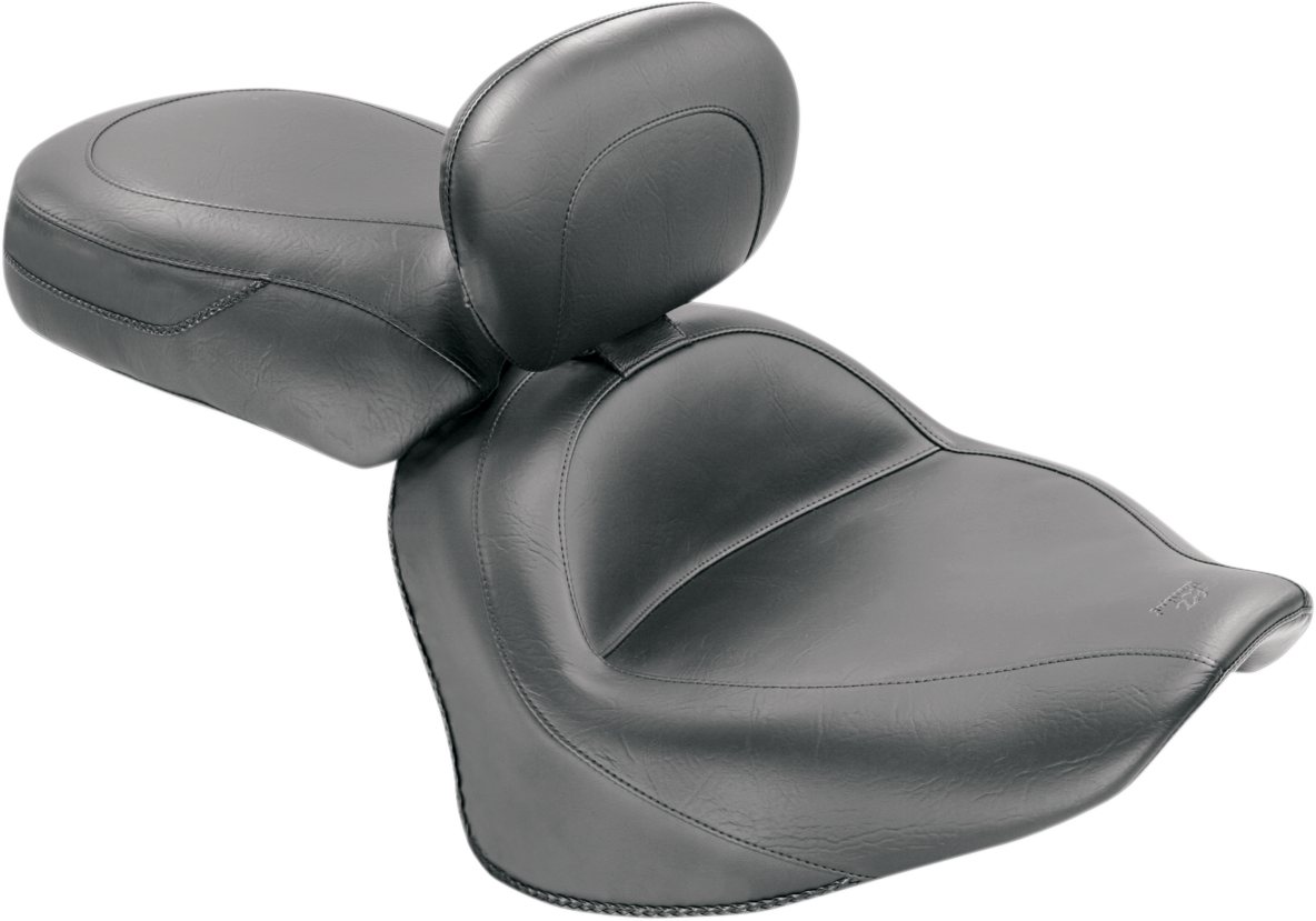 MUSTANG Seat - Vintage - Wide - Touring - With Driver Backrest - Two-Piece - Smooth - Black - VStar 1300 79477