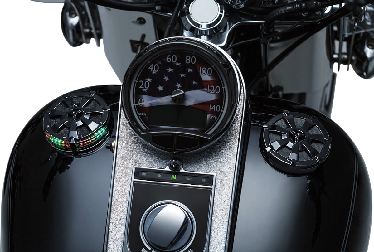 KURYAKYN Alley Cat LED Fuel and Battery Gauges - Gloss Black - 3" Diameter 7383