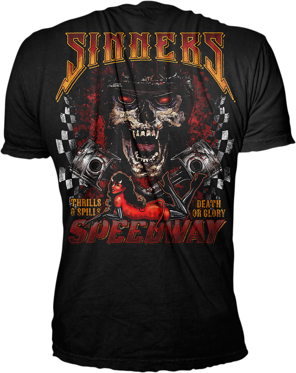 LETHAL THREAT Sinner's Speedway T-Shirt - Black - 4XL LT20883-4XL