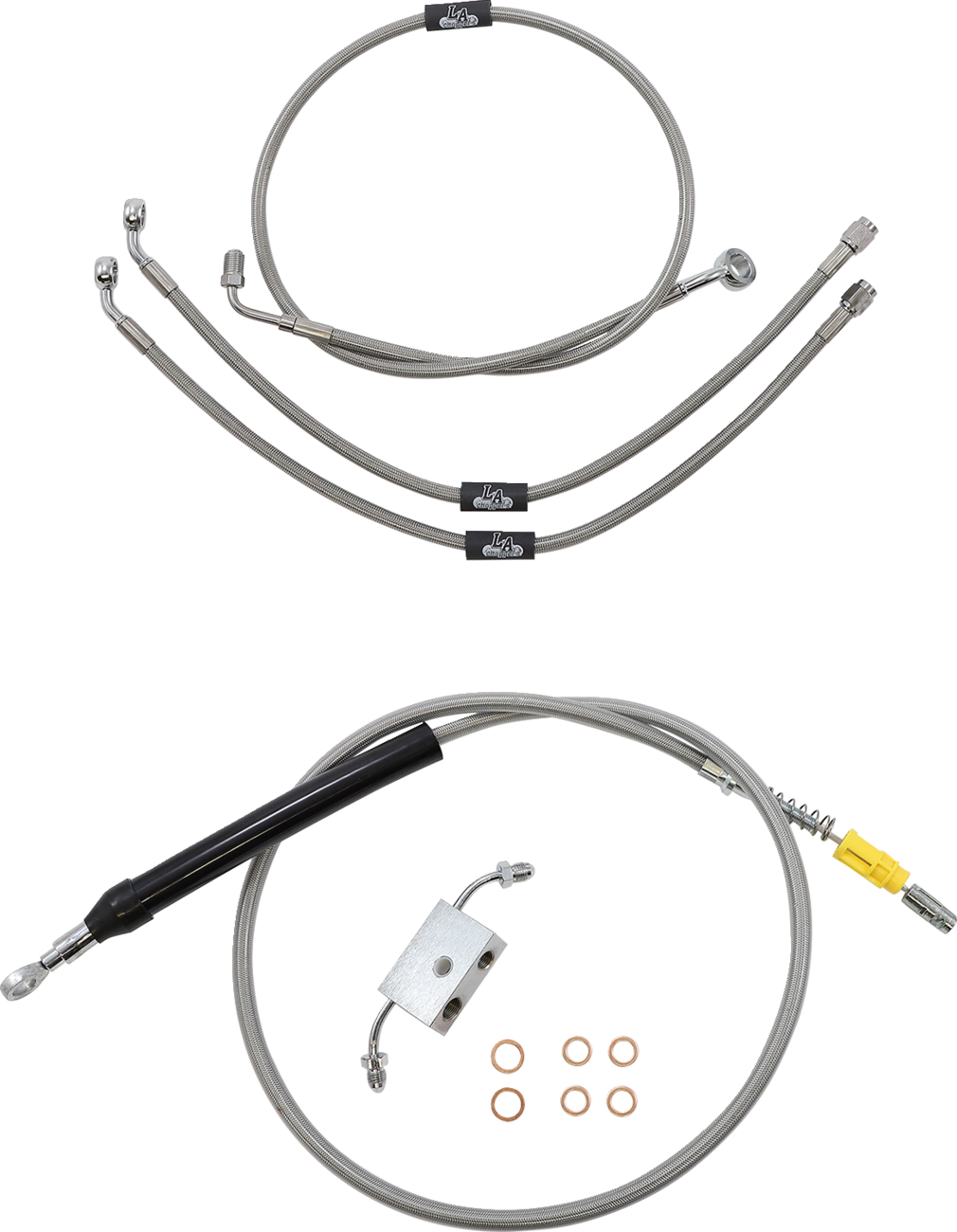 LA CHOPPERS Handlebar Cable/Brake Line Kit- Quick Connect - 18" - 20" Ape Hanger Handlebars - Stainless Steel LA-8157KT-19