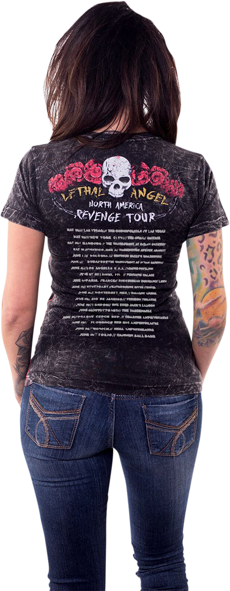 LETHAL THREAT Women's Revenge is Sweet T-Shirt - Black - Small LA20704S