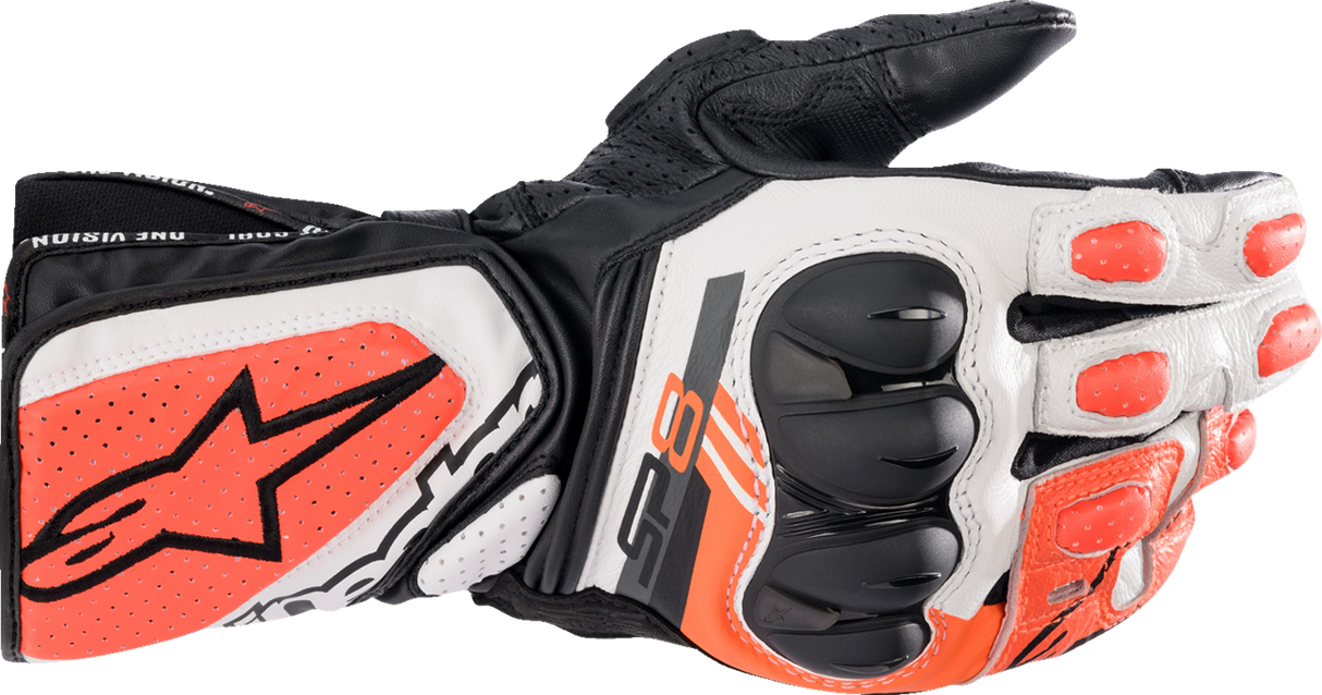 ALPINESTARS SP-8 V3 Gloves - Black/White/Fluo Red - Large 3558321-1231-L