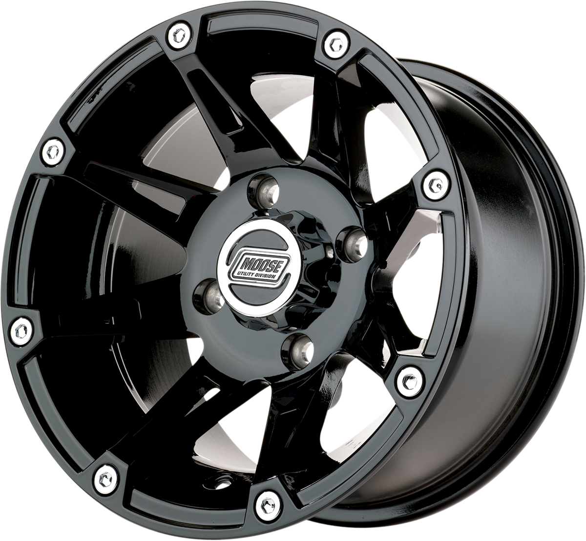 MOOSE UTILITY Wheel - 387X - Front/Rear - Machined Black - 12x8 - 4/4 - 4+4 387MO12844BW4