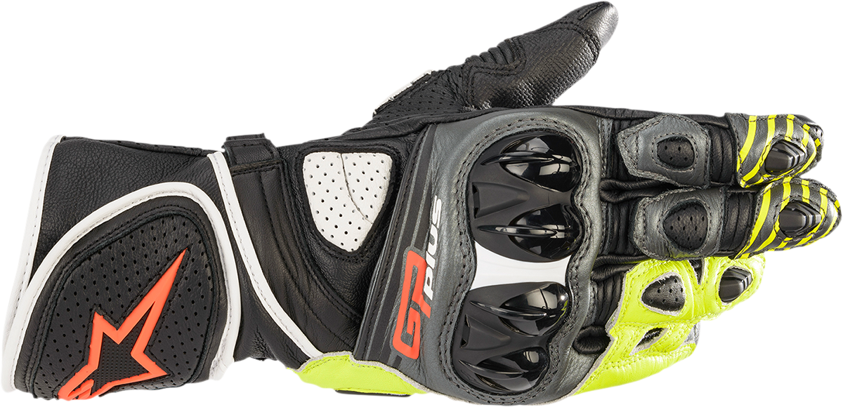 ALPINESTARS GP Plus R v2 Gloves - Metallic Gray/Black/Fluo Yellow/Fluo Red - Large 3556520-9135-L