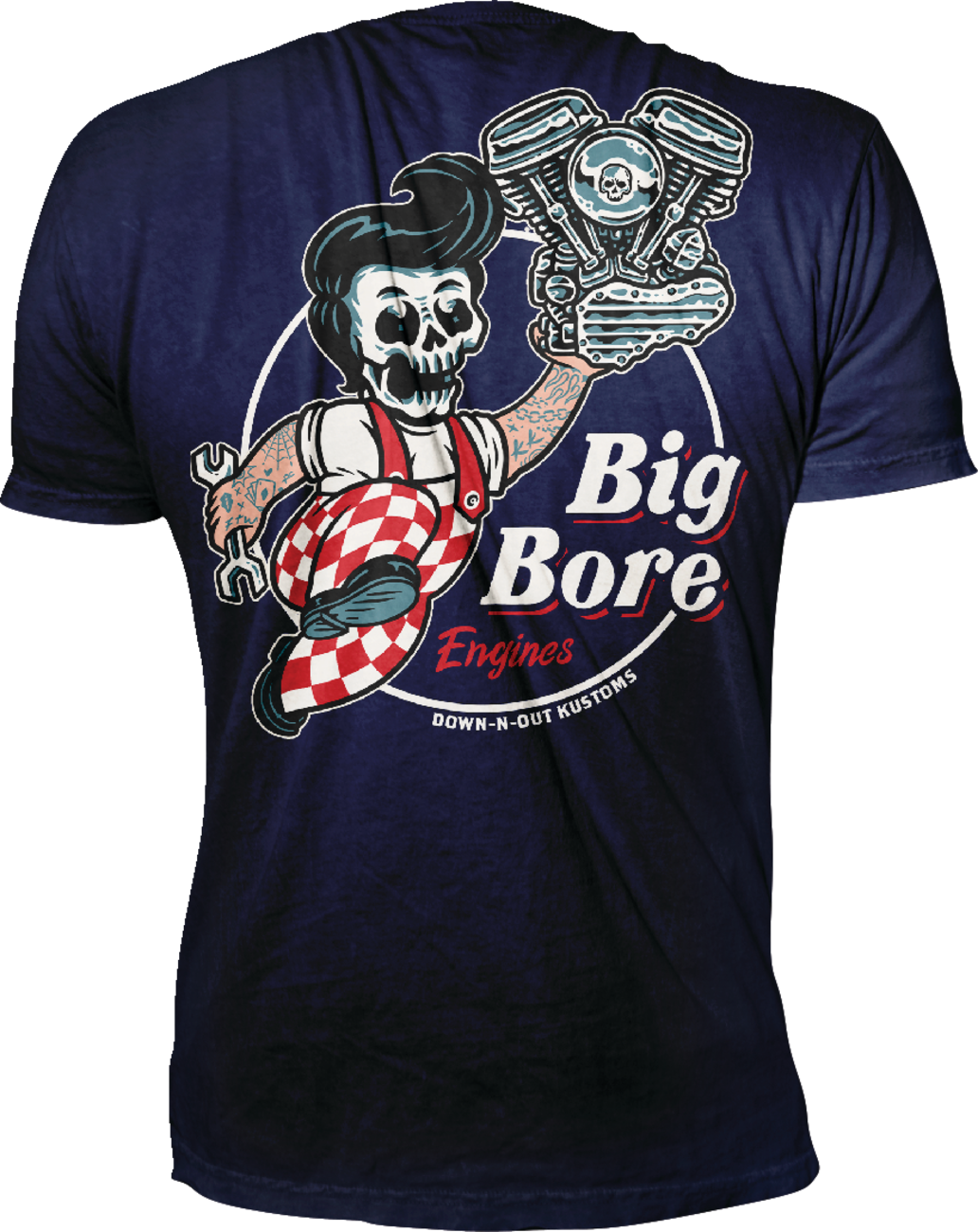 LETHAL THREAT Down-N-Out Big Bore T-Shirt - Navy - XL DT10048XL