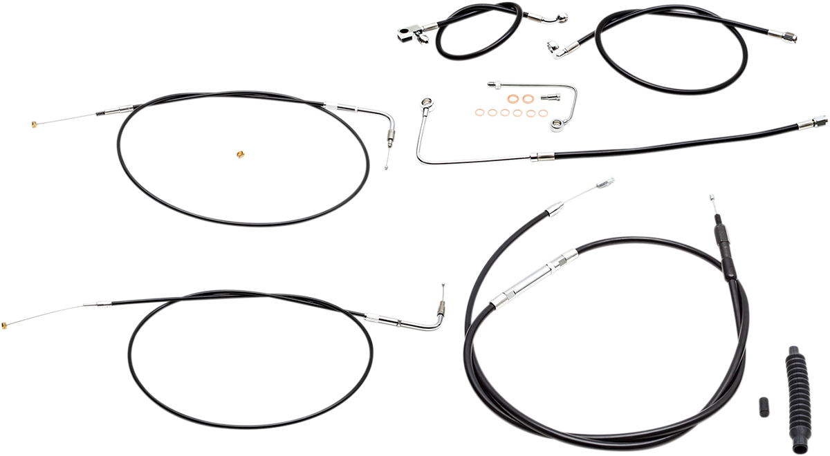 LA CHOPPERS Handlebar Cable/Brake Line Kit - 12" - 14" Ape Hanger Handlebars - Black Vinyl LA-8151KT-13B