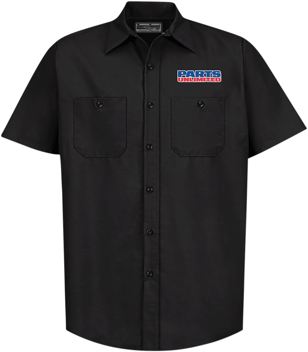 THROTTLE THREADS Parts Unlimited Shop Shirt - Black - Small PSU37ST24BKSM