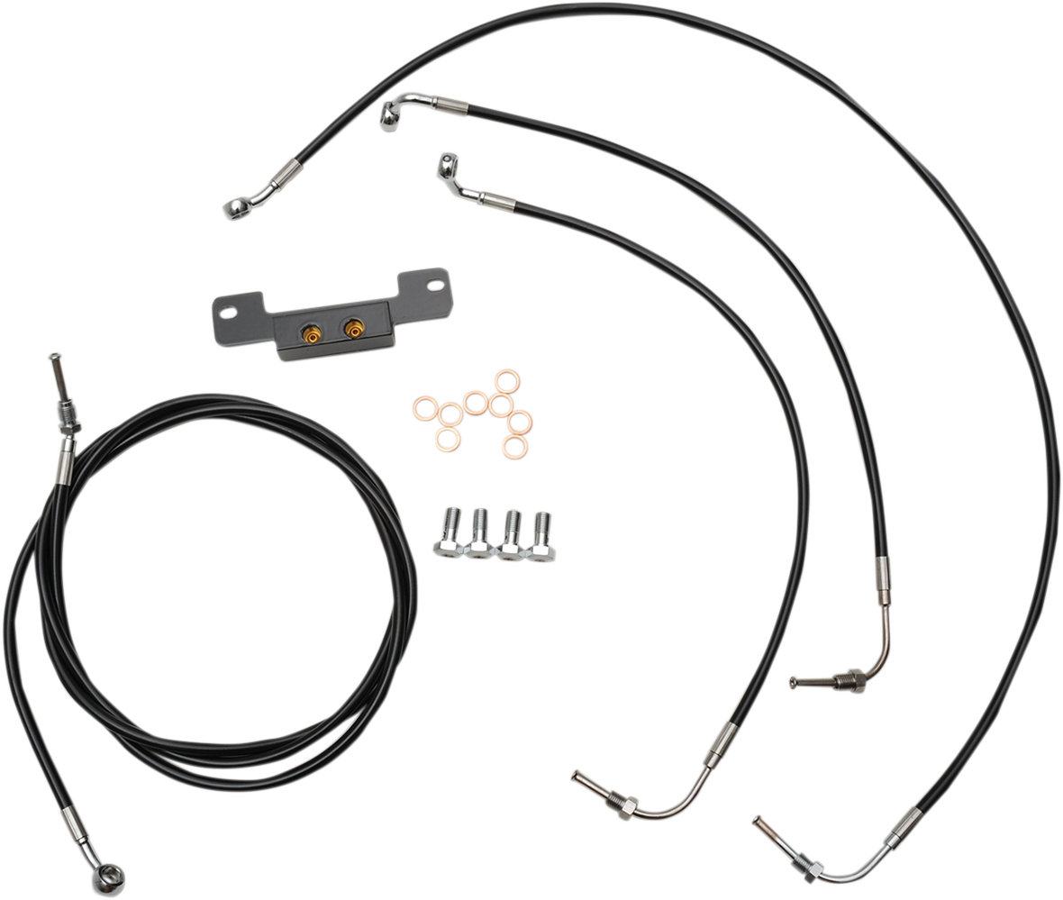 LA CHOPPERS Handlebar Cable/Brake Line Kit - 15" - 17" Ape Hanger Handlebars - Black Vinyl LA-8055KT-16B