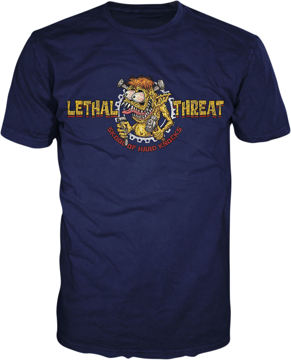 LETHAL THREAT Skool of Hard Knocks T-Shirt - Blue - Large LT20896L