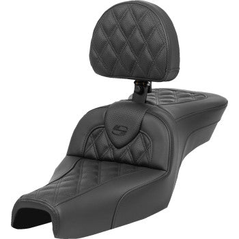 SADDLEMEN Roadsofa™ Seat - with Backrest - Lattice Stitch - XL 04-22 807-03-182BR