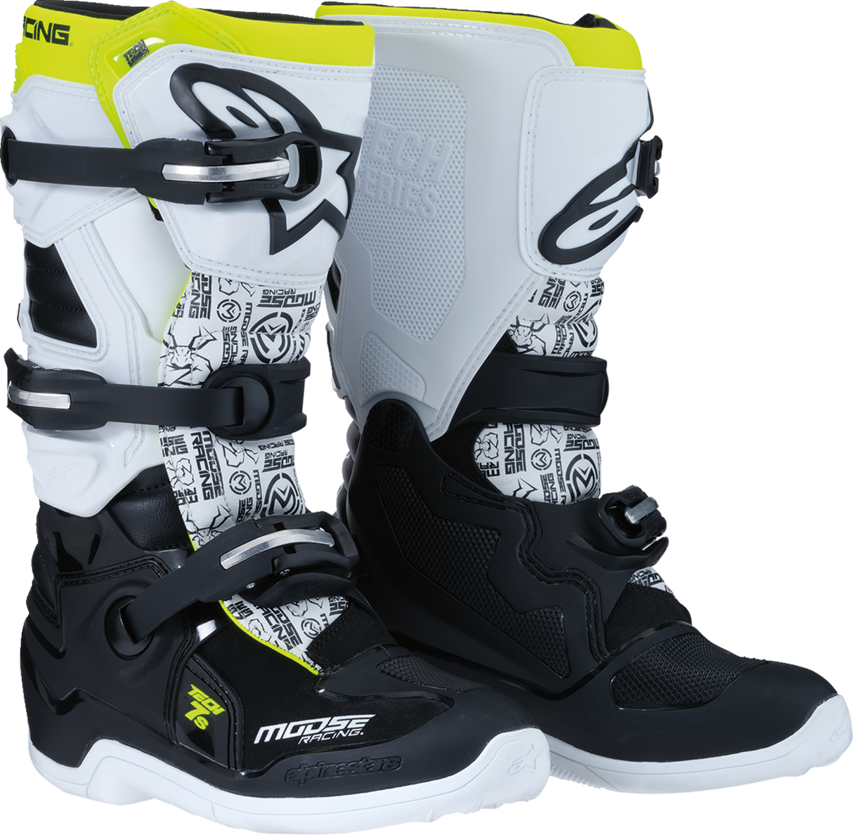 MOOSE RACING Youth Tech 7S Boots - Black/White/Yellow - US 7 0215024-125-7