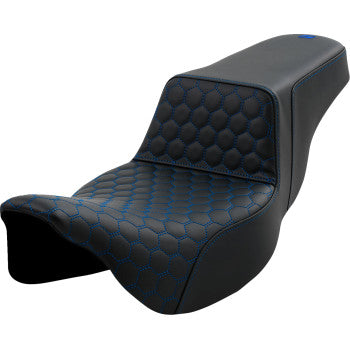 SADDLEMEN Step-Up Seat - Honeycomb - Extended Reach - Blue Stitching - FL '08-'23 A808-07B-178BLU