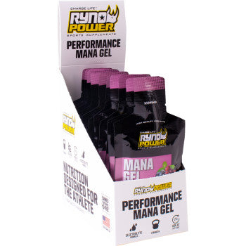 RYNO POWER Mana Performance Gel - Mixed Berries - 12 Pack with Display Caddy GEL-CADDY12-BER