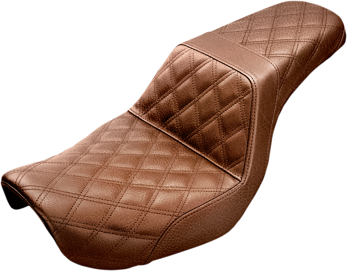 SADDLEMEN Step-Up Seat - Full Lattice Stitch - Brown - Dyna 804-04-175BR