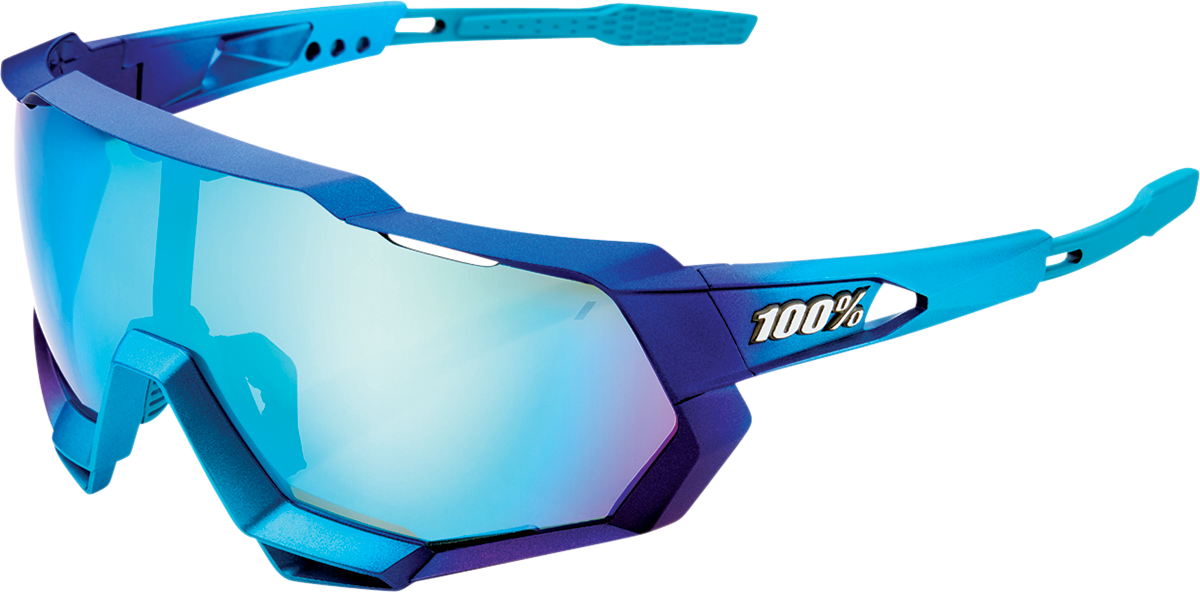 100% Speedtrap Sunglasses - Metallic Blue - Blue Mirror 61023-228-01