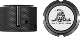 FIGURATI DESIGNS Front Axle Nut Cover - Stainless Steel - Black w/Don't Tread On Me FD40-FAC-BK