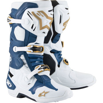 ALPINESTARS Arlington LE Tech 10 Boots - White/Blue/Gold - US 9 2010020-262-9