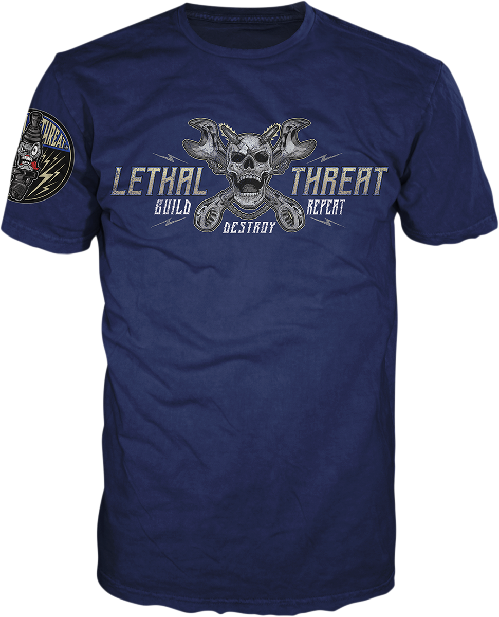 LETHAL THREAT Break Neck Speed T-Shirt - Blue - 2XL VV40162XXL