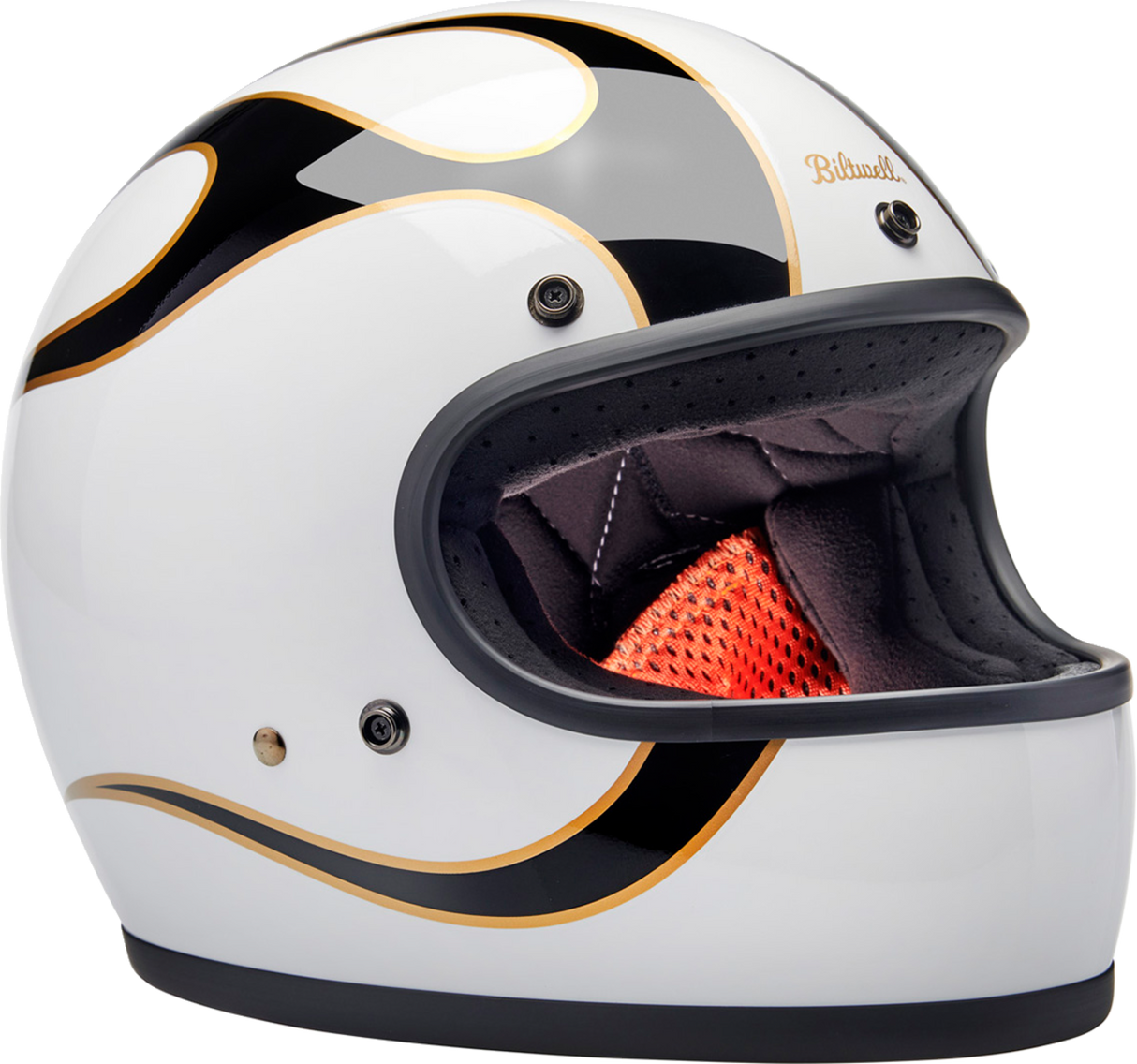 BILTWELL Gringo Helmet - Flames - White/Black - XS 1002-561-501