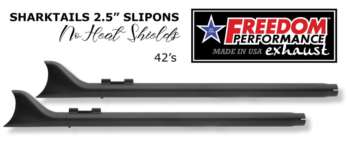 HARLEY TOURING SHARKTAIL 2.125" SLIP-ONS "NO HEAT-SHIELDS" *FITS 95-16 YEARS ONLY*